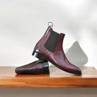 Burgundy Chelsea Boots – Handcrafted Leather Elegance, - Thumbnail 3