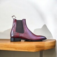 Burgundy Chelsea Boots – Handcrafted Leather Elegance, - Thumbnail 2