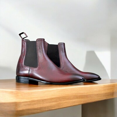 Burgundy Chelsea Boots – Handcrafted Leather Elegance,