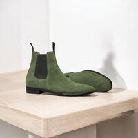 Green Suede Chelsea Boots – Handmade Elegance  - Thumbnail 3