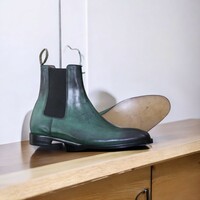 Handcrafted Green Chelsea Boots –Elegance Leather Boots. - Thumbnail 3