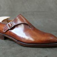 Top Brown Leather Monk Shoes, Decent Wear Men's Shoes  - Thumbnail 1