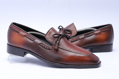 Crafted Leather Brown Classic Tassel Loafers Dress Shoes 