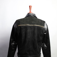 Crafted Leather Handmade Classic Brown Suede Crocodile/Alligator Leather Motorcycle Jacket - Thumbnail 1