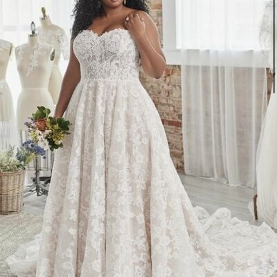 Elegant plus size tulle lace appliques sleeveless wedding dress bridal gown
