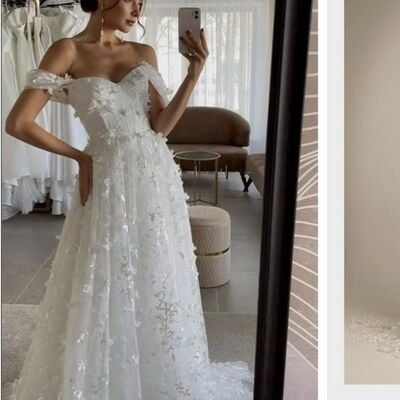 Elegant tulle lace appliques sleeveless wedding dress bridal gown