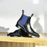 Handmade Black Chelsea Leather Boot - Thumbnail 1