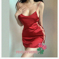 Backless sexy hot girl home fun slit measurement hollow tie short suspender dress - Thumbnail 1