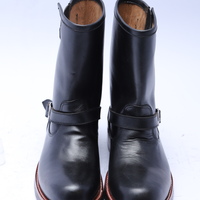 Crafted Leather Classic Black Leather Ankle High Buckle Strap Men Dress Boot - Thumbnail 3