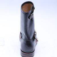 Crafted Leather Classic Black Leather Ankle High Buckle Strap Men Dress Boot - Thumbnail 4