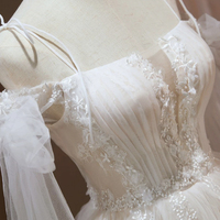 Lvory Tulle Lace Short Party Dress, Lovely A-Line Off the Shoulder Evening Dress - Thumbnail 2