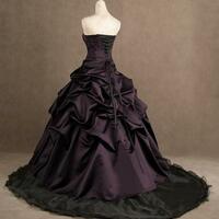 Vintage Gothic Purple And Black Ball Gown Prom Wedding Dresses - Thumbnail 1