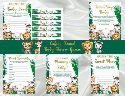 Safari Baby Shower Games Bundle - Download & Print