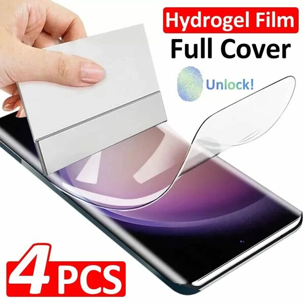 Hydrogel Screen Protector Film for Samsung Galaxy, S24, S23, S22, S21, S20 Ultra Plus, S24 Ultra, S23, S20, S21 FE, 4Pcs