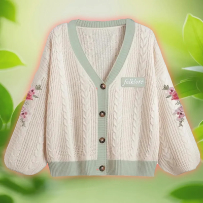 Ts cardigan folklore patch chunky knit floral embroidered retro taylor swift cardigan