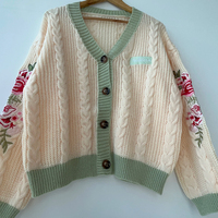 TS Cardigan Folklore Patch Chunky Knit Floral Embroidered Retro Taylor Swift Cardigan - Thumbnail 1