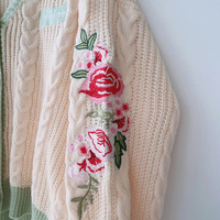 TS Cardigan Folklore Patch Chunky Knit Floral Embroidered Retro Taylor Swift Cardigan - Thumbnail 2