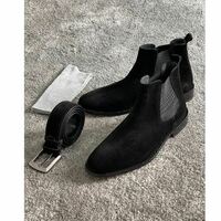 New Handmade Men Suede Chelsea Ankle Dress Boots, Formal Party Wear Dress Boots  - Thumbnail 1