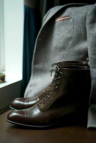 Men Brown Brogue, Leather High Ankle Dress Boots, Formal Biker Boots For Mens