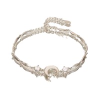 Sweet Girls Moon Cherry Blossom Bow Zircon Bracelets Elegant Crystal Flowers Bracelet for Women Jewelry Gift - Thumbnail 4