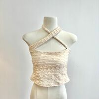 Sexy Cross Halter Neck Hollow Out Irregular Temperament Slim Fit Short Vest - Thumbnail 7