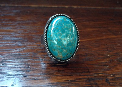 Large Teal Matrix Antique Ring