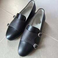 Handmade Men's Black Double Monks Stylish Dress Formal Shoes - Thumbnail 1