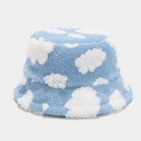 Cute Fleece Cloud Flower Fisherman Hat Bucket Hat - Thumbnail 3