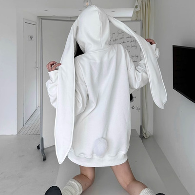 Jk long rabbit ears hoodie jacket - Thumbnail 2