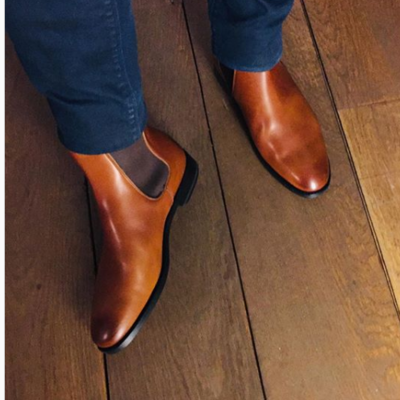 Handmade classy tan brown leather chelsea boots for men, men ankle boots