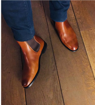 Handmade Classy Tan Brown Leather Chelsea Boots for Men, Men Ankle Boots