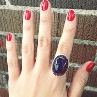 Large Midnight Amethyst Opal Ring - Thumbnail 4