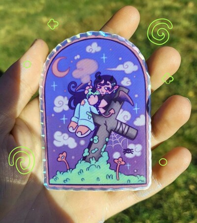 vamp gorl smoking on cross sticker