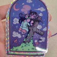 vamp gorl smoking on cross sticker - Thumbnail 1