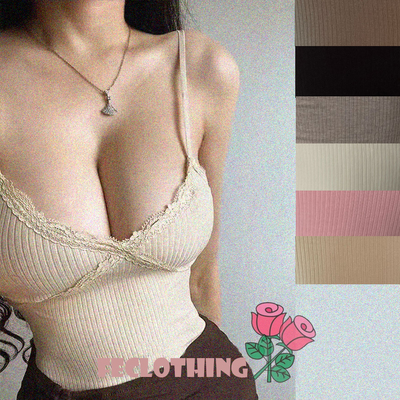 Wood ear lace v-neck suspenders - Thumbnail 3