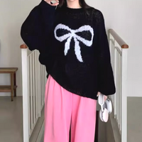 *Free Shipping*Y2K BOW PRINT SWEATER - Thumbnail 3