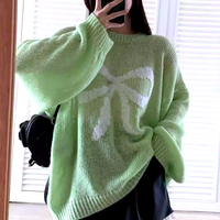 *Free Shipping*Y2K BOW PRINT SWEATER - Thumbnail 5