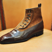 Handmade Manufacture Brown Dress Button Ankle Boot For Men - Thumbnail 1