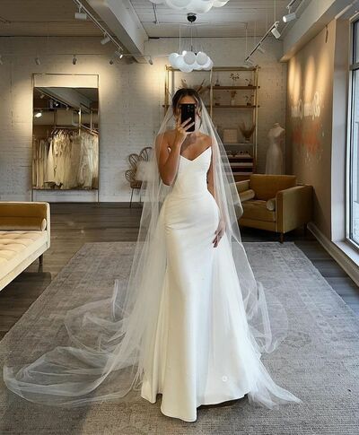 Elegant Mermaid Simple Wedding Dress Bridal Gown