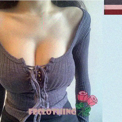 French elegant and versatile cross-tie long-sleeved sweater - Thumbnail 5