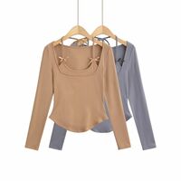 Halter neck bow long sleeve t-shirt for women autumn design short slim slim curved hot girl top - Thumbnail 7