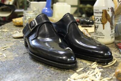 Elegant Men's Handmade Black Monk Style Genuine Leather Christmas Shoes