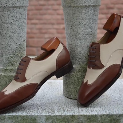 Italian structure handmade wingtip formal dress lace up formal wearing shoes - Thumbnail 2