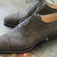 Hot Sale Men's Charcoal Black Genuine Suede Lace Up Casual Shoes - Thumbnail 1