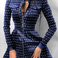 Women'S Printed Long Sleeved Dress - Thumbnail 1