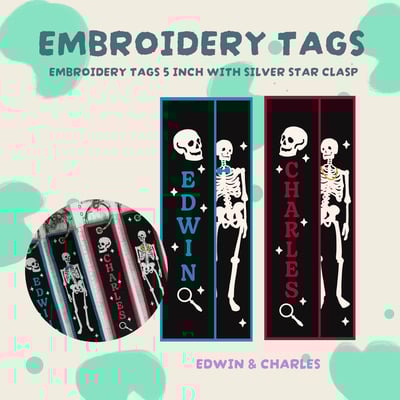 Ghostly embroidery tags