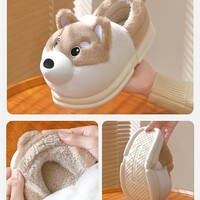 Cute Husky Dog Plush Slippers - Thumbnail 4