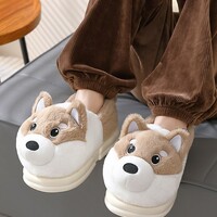 Cute Husky Dog Plush Slippers - Thumbnail 2