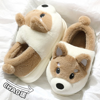 Cute Husky Dog Plush Slippers - Thumbnail 3