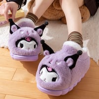 Kawaii Kuromi High-top Plush Slippers - Thumbnail 3